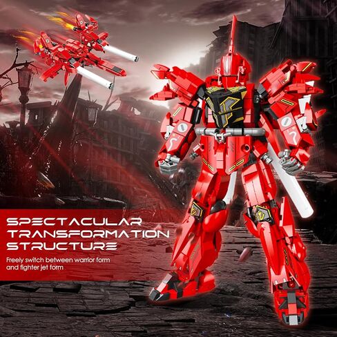 Velance Mech Robot Transforming Building Blocks Set, Warrior City Action Mech & Fighter Jet Building Toy Kit, Mecha Robot Building Block Model for Kids & Adults, Birthday, Christmas Day Gift(394 Pcs) in Saudi Arabia
