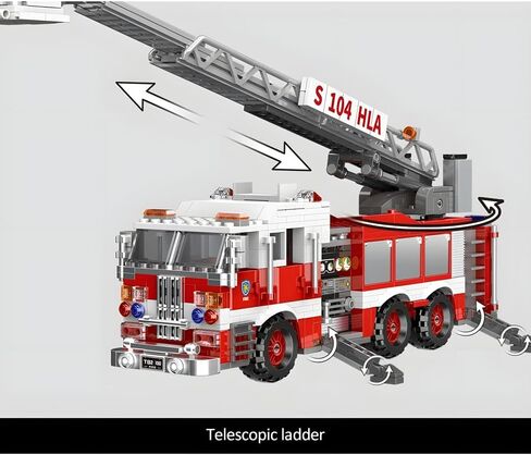 City Ladder Fire Truck Building Blocks Set (711 pcs) Fire Station Firetruck Bricks Collectible Fire Engine Building Kit Model Gift for Boys and Girls Adults Christmas and Birthday in Saudi Arabia