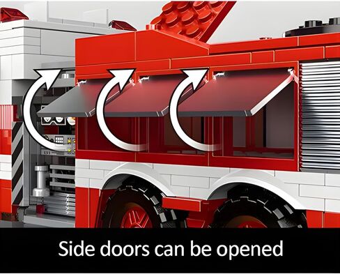 City Ladder Fire Truck Building Blocks Set (711 pcs) Fire Station Firetruck Bricks Collectible Fire Engine Building Kit Model Gift for Boys and Girls Adults Christmas and Birthday in Saudi Arabia