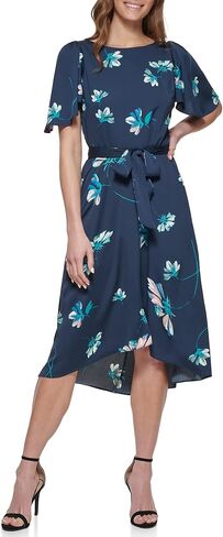 DKNY Women's Flutter Sleeve Hi Low Dress in Saudi Arabia