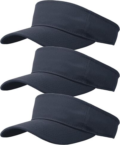 3 Pcs Sun Visor for Women Men Outdoor Sport Golf Tennis Softball, Adjustable Visors Hats 1600-3PC Black in Kuwait