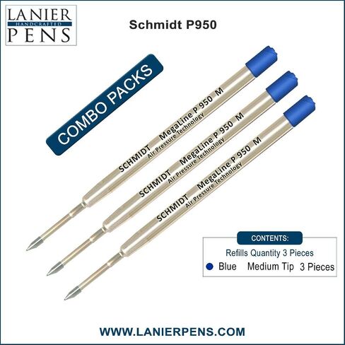 مجموعة Lanier Combo Pack - 3 عبوات - Schmidt P950 M MegaLine عبوة حبر جاف مضغوط بالحبر الأزرق بطرف متوسط in Saudi Arabia
