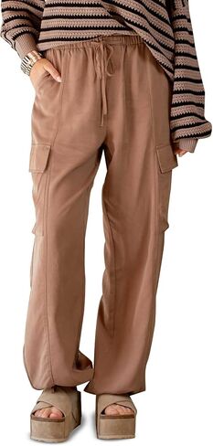 بنطال Cargo Jogger للسيدات من August Sky - سروال مدبب بخصر مطاطي برباط مريح in Saudi Arabia