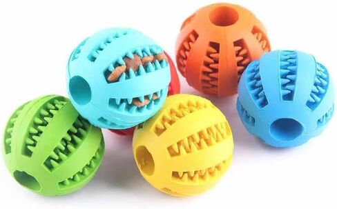 Pawzone - Dog Puzzle Teething Toys Ball Nontoxic Durable Dog Chew Toys for - Puppy Small Large Dog Teeth Cleaning/Chewing/Playing/Treat Dispensing Dog Toys/Chew Ball (Blue) in Saudi Arabia