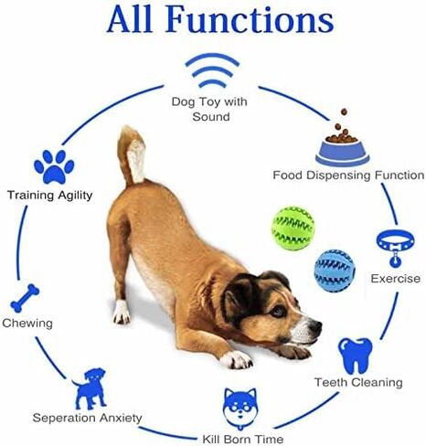 Pawzone - Dog Puzzle Teething Toys Ball Nontoxic Durable Dog Chew Toys for - Puppy Small Large Dog Teeth Cleaning/Chewing/Playing/Treat Dispensing Dog Toys/Chew Ball (Blue) in Saudi Arabia