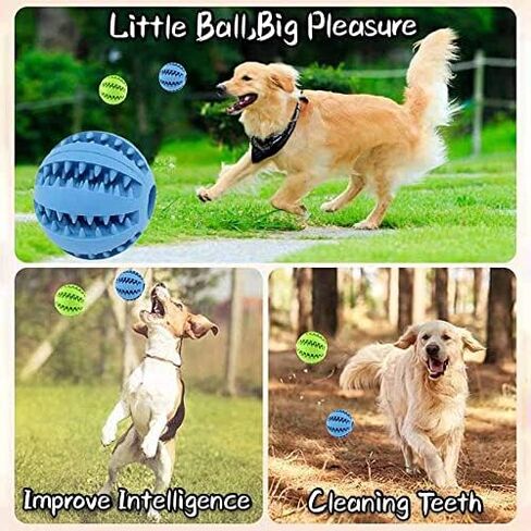 Pawzone - Dog Puzzle Teething Toys Ball Nontoxic Durable Dog Chew Toys for - Puppy Small Large Dog Teeth Cleaning/Chewing/Playing/Treat Dispensing Dog Toys/Chew Ball (Blue) in Saudi Arabia