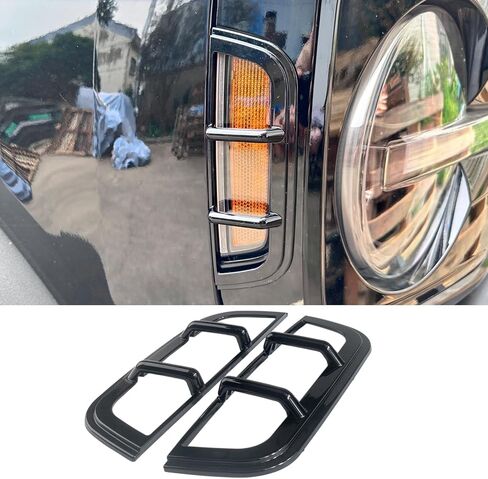 غطاء خفيف للعلامة الجانبية للحاجز الأمامي لملحقات Ford Bronco 2021 2022 2023 2024 2/4 باب خارجي أمامي دوار للمصباح طقم حماية مكون من قطعتين (أسود) in Kuwait