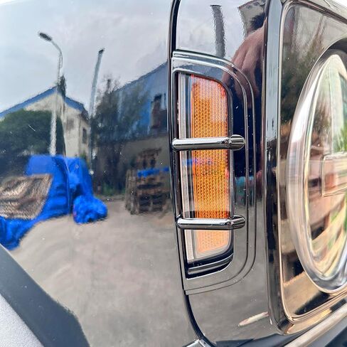 غطاء خفيف للعلامة الجانبية للحاجز الأمامي لملحقات Ford Bronco 2021 2022 2023 2024 2/4 باب خارجي أمامي دوار للمصباح طقم حماية مكون من قطعتين (أسود) in Kuwait