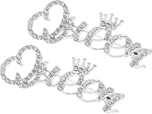 PATIKIL Letter Queen Crystal Safety Decorative Pin Brooch Clip Clasp Pin, 2Pcs Anti Exposure Enamel for Women Sweaters, Shawls, Collars, Dress, Silver in Saudi Arabia