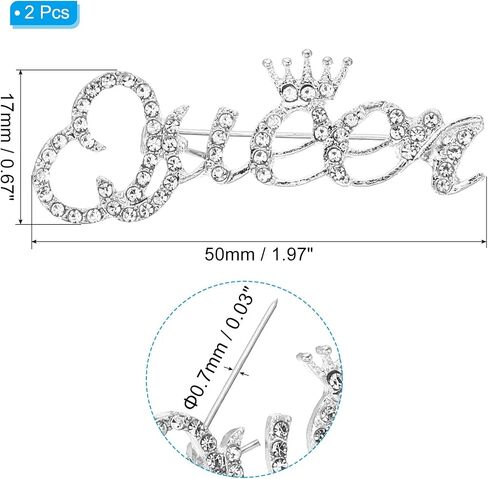 PATIKIL Letter Queen Crystal Safety Decorative Pin Brooch Clip Clasp Pin, 2Pcs Anti Exposure Enamel for Women Sweaters, Shawls, Collars, Dress, Silver in Saudi Arabia