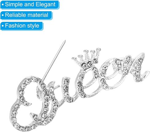PATIKIL Letter Queen Crystal Safety Decorative Pin Brooch Clip Clasp Pin, 2Pcs Anti Exposure Enamel for Women Sweaters, Shawls, Collars, Dress, Silver in Saudi Arabia