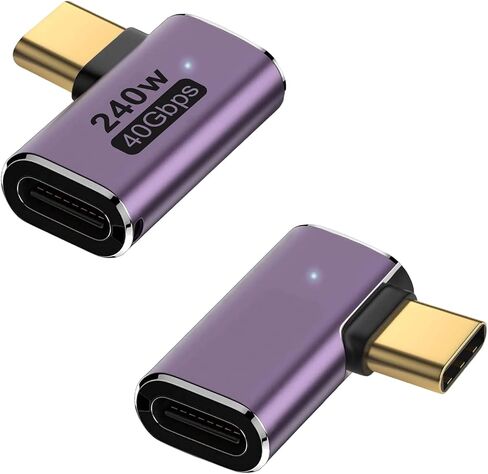 USB4 90 Degree USB C Adapter,Right Angle USB C to USB C Adapter USB C Male to USB C Female Extender,Thunderbolt 4 40Gbps 240W Type C Adapter for MacBook,iPad,Docks,Quest,Steam Deck(2Pack) in Saudi Arabia