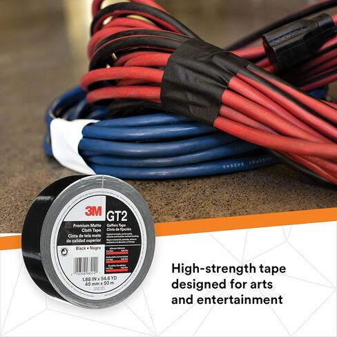 3M Premium Matte Cloth (Gaffers) Tape GT2, High-Strength, Indoor/Outdoor Use, Black, 48 mm x 50 m, 11 mil, 1 Roll, 98514 in Saudi Arabia