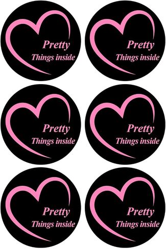 ملصق Pretty Things Insde، ملصق على شكل قلب مقاس 2 بوصة 300 قطعة باللون الأسود والوردي على شكل صندوق ظرف للأعمال الصغيرة in Saudi Arabia