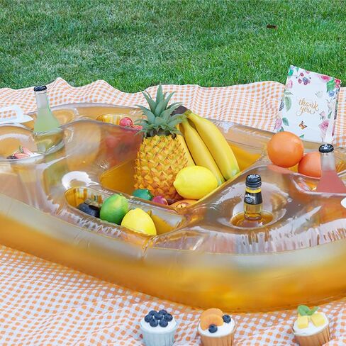 FUTUREPLUSX Floating Drink Holder for Pool, 39x23 Inches Gold Floating Table for Pool, Floating Pool Tray for Food and Drinks, Pool Accessories for Adults, Drink Floaties for Pool in Saudi Arabia