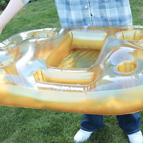 FUTUREPLUSX Floating Drink Holder for Pool, 39x23 Inches Gold Floating Table for Pool, Floating Pool Tray for Food and Drinks, Pool Accessories for Adults, Drink Floaties for Pool in Saudi Arabia
