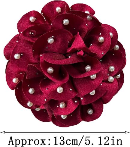 Large Rose Flower Brooches for Women Men Floral Pearl Brooch Pin Wedding Party Dance Handmade Crystal Pearl Gentleman's Essentials Lapel Pin Dress Suit Accessories Valentine's Day Gift in Saudi Arabia
