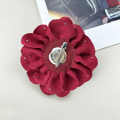 Large Rose Flower Brooches for Women Men Floral Pearl Brooch Pin Wedding Party Dance Handmade Crystal Pearl Gentleman's Essentials Lapel Pin Dress Suit Accessories Valentine's Day Gift in Saudi Arabia