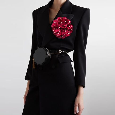 Large Rose Flower Brooches for Women Men Floral Pearl Brooch Pin Wedding Party Dance Handmade Crystal Pearl Gentleman's Essentials Lapel Pin Dress Suit Accessories Valentine's Day Gift in Saudi Arabia