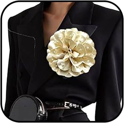 Large Rose Flower Brooches for Women Men Floral Pearl Brooch Pin Wedding Party Dance Handmade Crystal Pearl Gentleman's Essentials Lapel Pin Dress Suit Accessories Valentine's Day Gift in Saudi Arabia