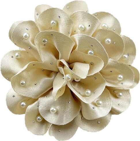 Large Rose Flower Brooches for Women Men Floral Pearl Brooch Pin Wedding Party Dance Handmade Crystal Pearl Gentleman's Essentials Lapel Pin Dress Suit Accessories Valentine's Day Gift in Saudi Arabia