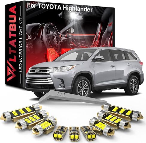 مجموعة أدوات الإضاءة الداخلية LED بديلة لسيارة Toyota Highlander 2015 2016 2017 2018 2019 2020 2021 2022، مصابيح لوحة ترخيص بيضاء فائقة السطوع 6000K + أداة تثبيت in Kuwait