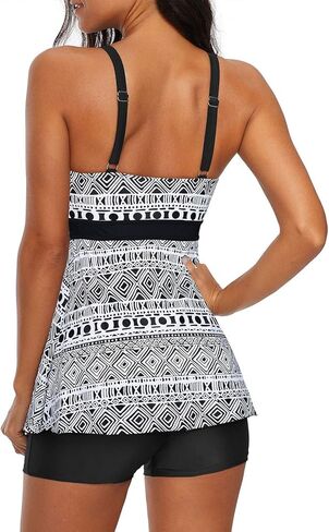 Zando Womens Tankini Swimwuits للنساء ملابس سباحة للتحكم في البطن مكونة من قطعتين ملابس سباحة مطبوعة بالورود ملابس سباحة نسائية متواضعة بدلة سباحة علوية مع شورت للأولاد A09 زهور عرقية متوسطة in Kuwait