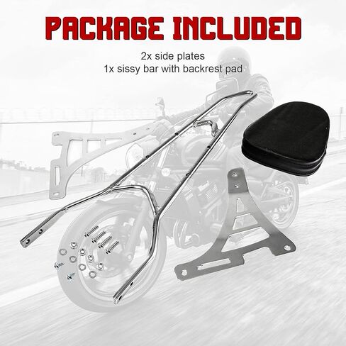 INNOGLOW Sissy Bar with Backrest Motorcycle PU Backrest Passenger Pad Driver Rider Sissy Bar Fits For Harley Sportster XL883 XL1200 04-UP (Black) in Saudi Arabia