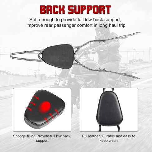 INNOGLOW Sissy Bar with Backrest Motorcycle PU Backrest Passenger Pad Driver Rider Sissy Bar Fits For Harley Sportster XL883 XL1200 04-UP (Black) in Saudi Arabia