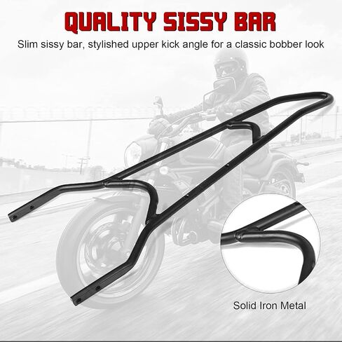 INNOGLOW Sissy Bar with Backrest Motorcycle PU Backrest Passenger Pad Driver Rider Sissy Bar Fits For Harley Sportster XL883 XL1200 04-UP (Black) in Saudi Arabia