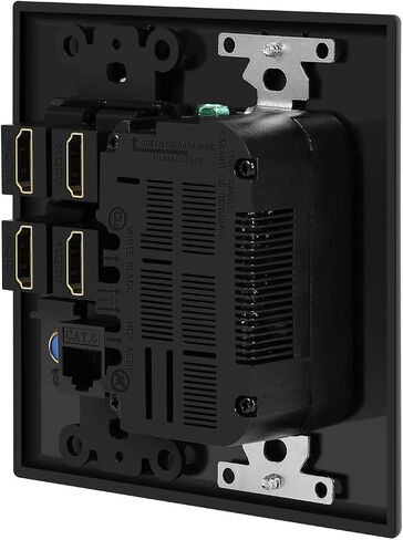 TNP Media Wall Plug Outlet Plate 2 Gang Black w/ 2 USB Outlet, 15A Dual Power Outlet, 4X HDMI Port, Cat6 Rj45 Ethernet Port, Coaxial Cable Outlet Audio Panel Coupler Panel Mount Keystone Jack in Saudi Arabia