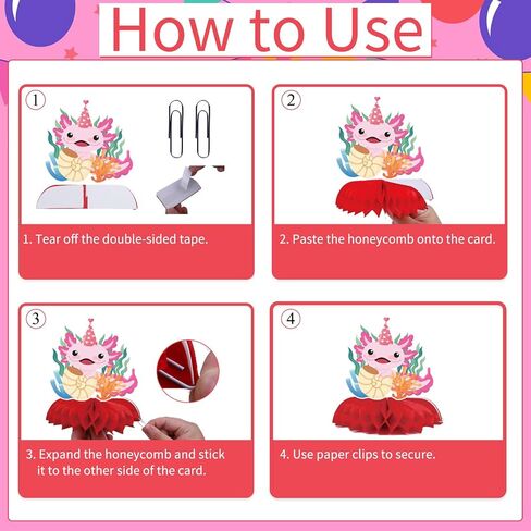 Axolotl Birthday Decorations - 9PCS Axolotl Party Table Decorations Cute Axolotl Theme Honeycomb Centerpiece Decor for Birthday Party Baby Shower Decorations Supplies Kids Girls in Kuwait