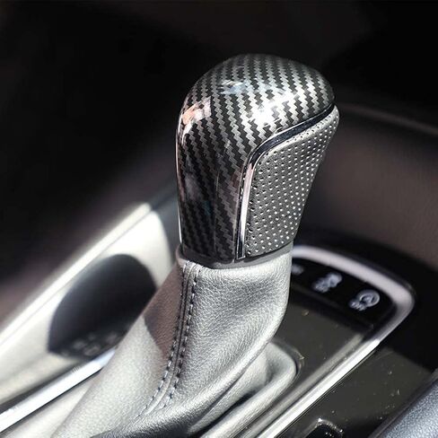 Pursuestar Black Leather Carbon Fiber Gear Lever Shift Knob Shifter for Toyota 2018 2019 2020 2021 2022 Camry Avalon Corolla in Saudi Arabia