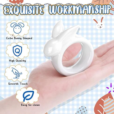12 Pieces Easter Napkin Rings-Bunny Napkin Holder Rings Gingham Buffalo Plaid Check Napkins Set Pure Cotton for Easter Decoration Party Dining Table Settings Decor (Cute Style) in Saudi Arabia