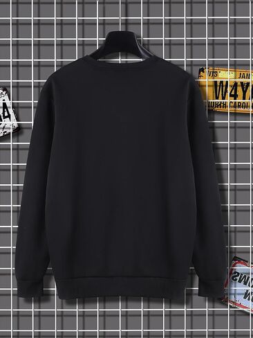 GORGLITTER Men's Skeleton Graphic Long Sleeve Sweatshirt Round Neck Pullover Top Black Small in Saudi Arabia
