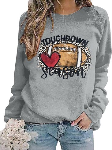 MNLYBABY Touchdown Season Football Sweatshirt Women Game Day Football Pullover Shirts Football Event Sweatshirt in Kuwait