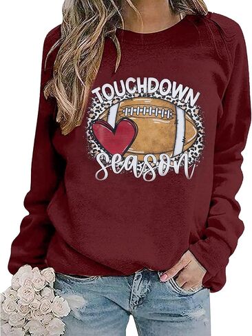 MNLYBABY Touchdown Season Football Sweatshirt Women Game Day Football Pullover Shirts Football Event Sweatshirt in Kuwait