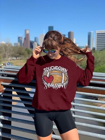 MNLYBABY Touchdown Season Football Sweatshirt Women Game Day Football Pullover Shirts Football Event Sweatshirt in Kuwait
