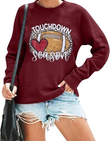 MNLYBABY Touchdown Season Football Sweatshirt Women Game Day Football Pullover Shirts Football Event Sweatshirt in Kuwait