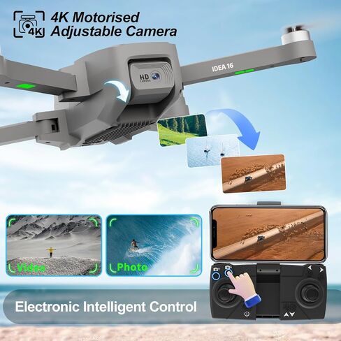 Drones with Camera for Adults 4K 40KM/H Race of Speed Foldable FPV Drone with 2 Cameras RC Quadcopters Brushless Motor Helicopter Level 4+ Wind Resistant 3D Flips APP Control UAV with Carrying Case in Kuwait