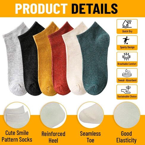 All-Season and Active Comfort Essentials:Unisex Soft Cotton Blend Ankle Socks [6 Pack] - Quick Dry, Sustainable & Stylish in Saudi Arabia