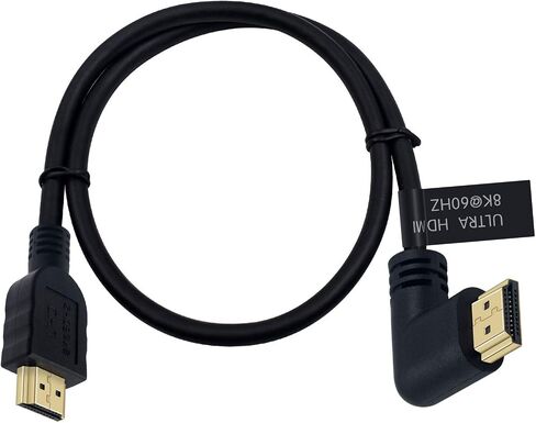 Poyiccot 8K HDMI Cable 2feet, HDMI 2.1 Cable 90 Degree Down Angle HDMI Male to Male 8K HDMI Cable 48gbps 2.1 Cable Support 8K@60Hz 4K@120 7680P 8K HDMI2.1 Cable for TV/Xbox /PS4 /PS5(M/M Down) in Saudi Arabia