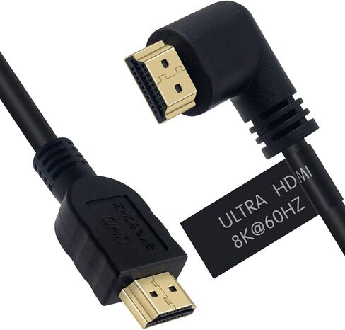 Poyiccot 8K HDMI Cable 2feet, HDMI 2.1 Cable 90 Degree Down Angle HDMI Male to Male 8K HDMI Cable 48gbps 2.1 Cable Support 8K@60Hz 4K@120 7680P 8K HDMI2.1 Cable for TV/Xbox /PS4 /PS5(M/M Down) in Saudi Arabia