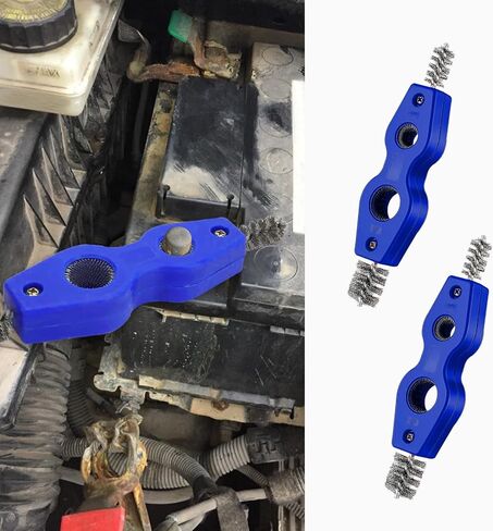 2pcs Car Battery Terminal Cleaners, 4 in 1 Car Battery Cleaning Brush with Steel Wire, Anti-Corrosion Battery Terminals Machine Parts Cleaning Tools, Universal Car Accessories for Car, Marine in Saudi Arabia