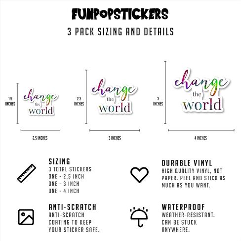 Change The World Sticker Galaxy Inspirational Quotes Stickers - 3 Pack - Set of 2.5, 3 and 4 Inch Vinyl Laptop Stickers - for Laptop, Phone, Water Bottle, Car & More Decal (3 Pack) S214750-3Pack in Saudi Arabia