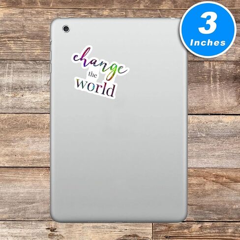 Change The World Sticker Galaxy Inspirational Quotes Stickers - 3 Pack - Set of 2.5, 3 and 4 Inch Vinyl Laptop Stickers - for Laptop, Phone, Water Bottle, Car & More Decal (3 Pack) S214750-3Pack in Saudi Arabia