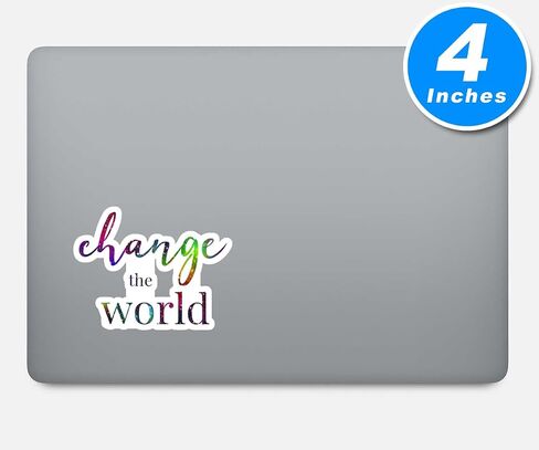 Change The World Sticker Galaxy Inspirational Quotes Stickers - 3 Pack - Set of 2.5, 3 and 4 Inch Vinyl Laptop Stickers - for Laptop, Phone, Water Bottle, Car & More Decal (3 Pack) S214750-3Pack in Saudi Arabia