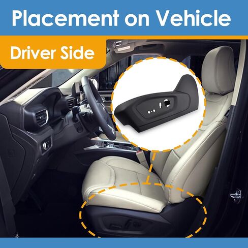 غطاء درع لوحة حواف مقعد السائق، مناسب لسيارة Ford Explorer 2020-2023، استبدل OE# MB5Z-7862187-EC، MB5Z7862187EC، غطاء مسار المقعد الأمامي الأيسر، أسود in Saudi Arabia