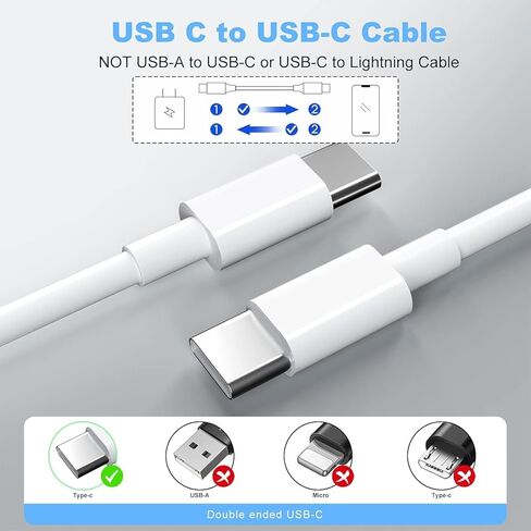 كابل شحن USB C إلى USB C لهاتف iPhone 15، [معتمد من MFi] 2 حزمة سلك شاحن سريع من النوع C إلى النوع C متوافق مع iPhone 15/15 Plus/15 Pro/15 Pro Max/، iPad Pro، Air5، MacBook Air Pad Mini 6 in Kuwait