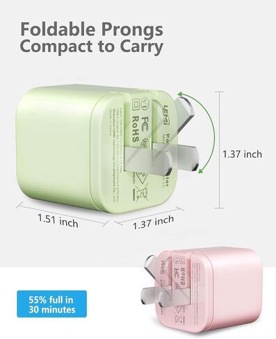 USB C Charger Type C 20W Fast Speed Wall Adapter, 2 Pack Lemi Power Block 4FT Type C to C Charging Cable Compatible with Samsung Galaxy S22 Note Google Pixel MacBook (2 x Pink Chargers) in Saudi Arabia